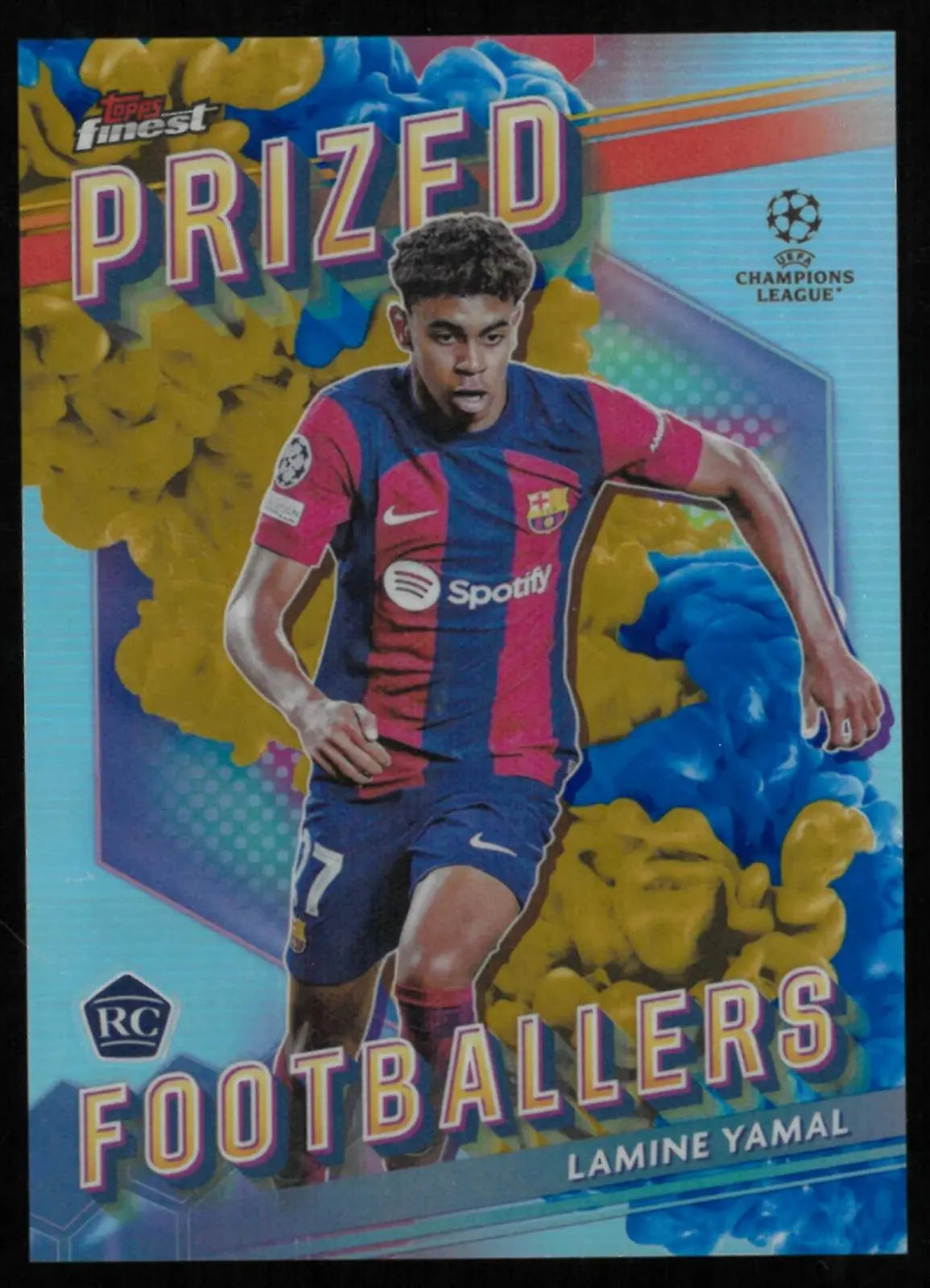 2023-24 Topps Finest UCC Prized Footballers Rookie Lamine Yamal Blue/Gold RC 