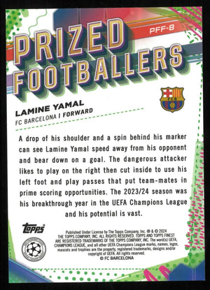 2023-24 Topps Finest UCC Prized Footballers Rookie Lamine Yamal Blue/Gold RC 
