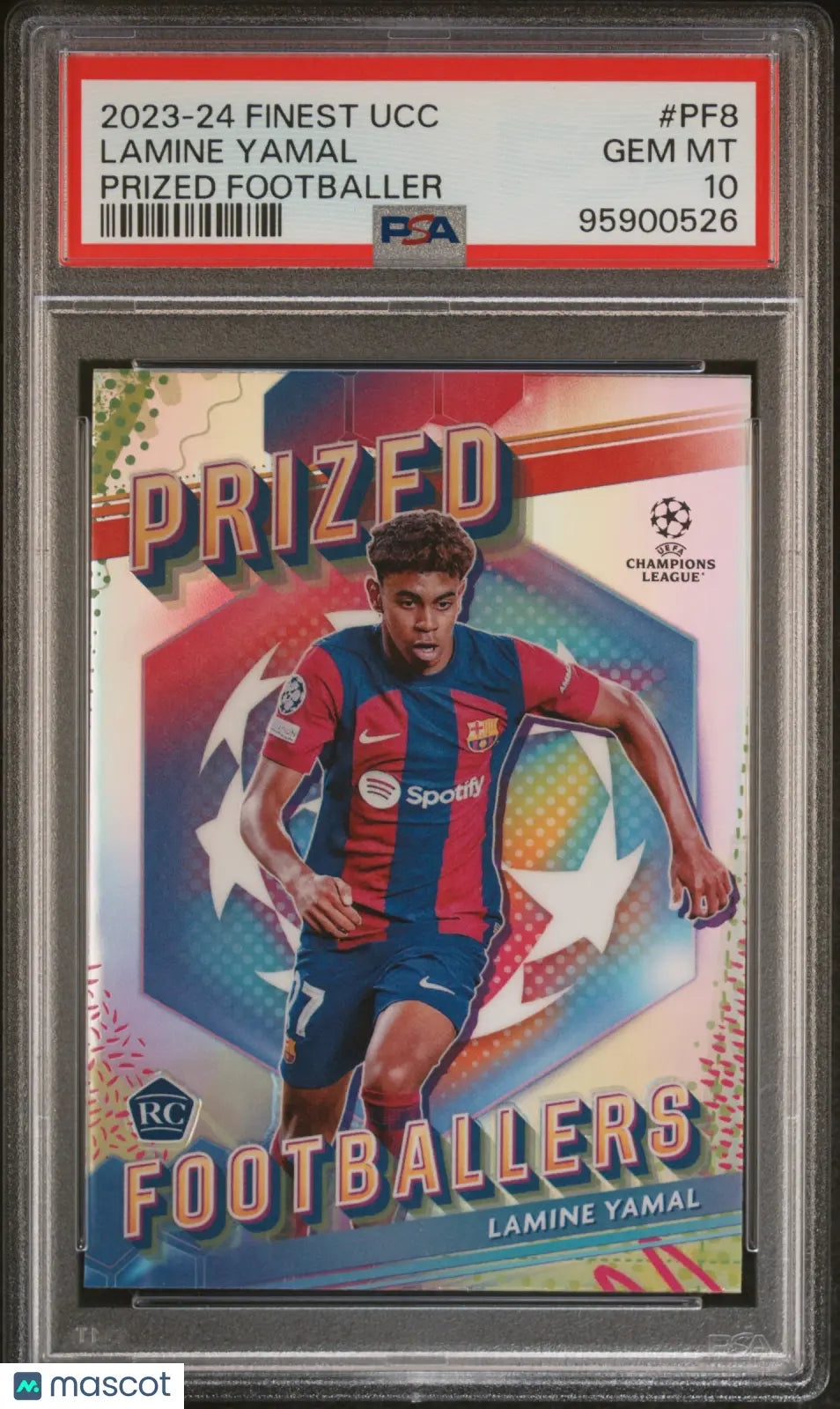 2023-24 Topps Finest UEFA CC Prized Footballers Rookie Lamine Yamal RC PSA 10 