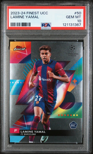 2023-24 Topps Finest UEFA Club Competitions Lamine Yamal PSA 10 