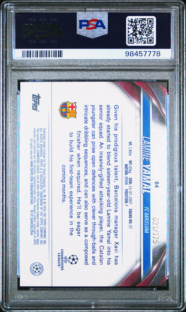 2023-24 Topps Jade Edition UCC Lamine Yamal RC Rookie Blue PSA 9 /175 