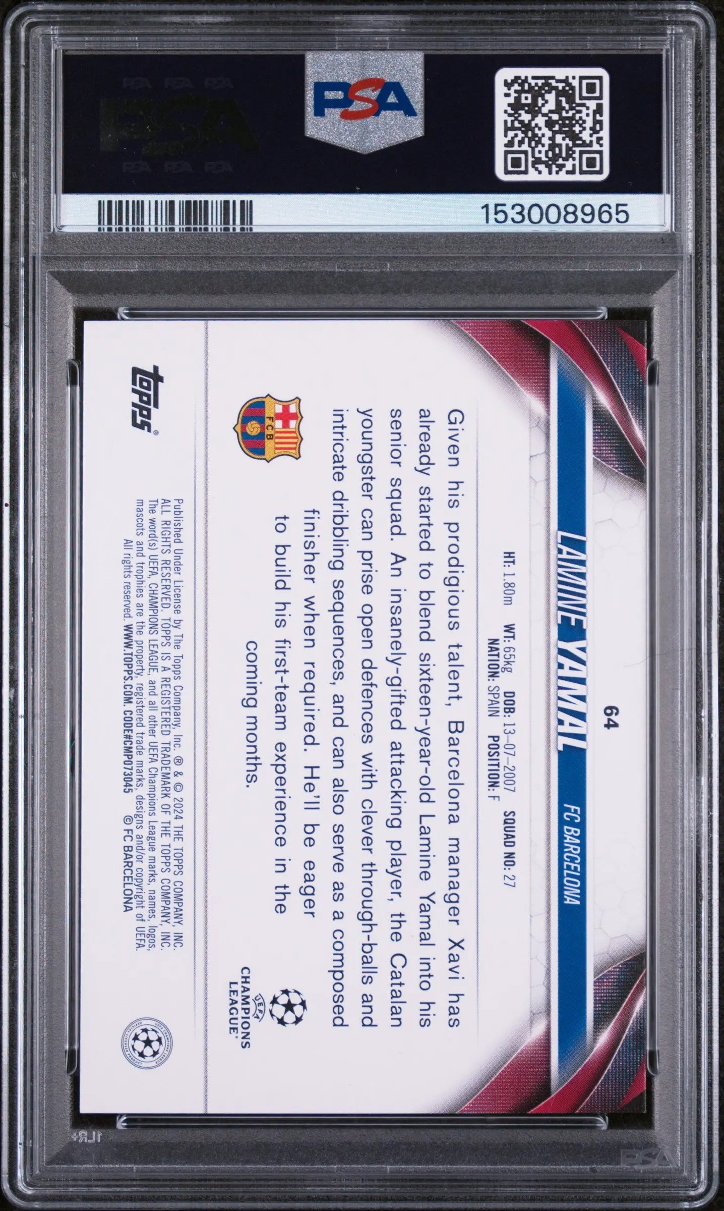 2023-24 Topps Jade Edition UCC Rookie Lamine Yamal RC PSA 10 