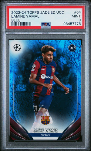 2023-24 Topps Jade Edition UEFA Club Competitions Rookie Lamine Yamal Blue PSA 9 