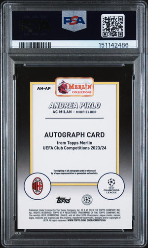 2023-24 Topps Merlin UCC Autographs Andrea Pirlo Auto Gold Refractor /50 PSA 9 