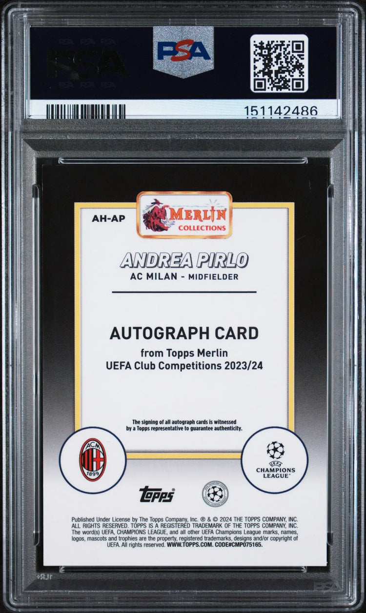 2023-24 Topps Merlin UCC Autographs Andrea Pirlo Auto Gold Refractor /50 PSA 9 