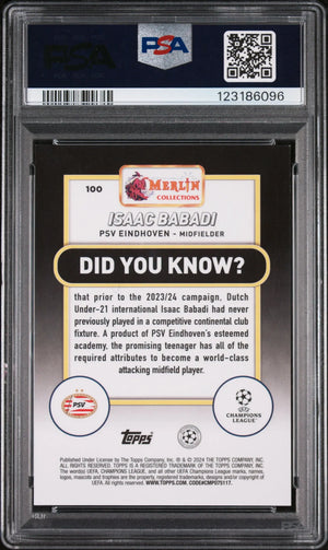 2023-24 Topps Merlin UCC Red Refractor Rookie Isaac Babadi /5 PSA 9 