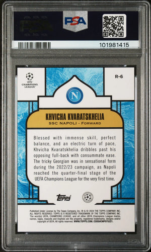 2023-24 Topps Merlin UCC Renaissance Khvicha Kvaratskhelia Red Refractor PSA 10 