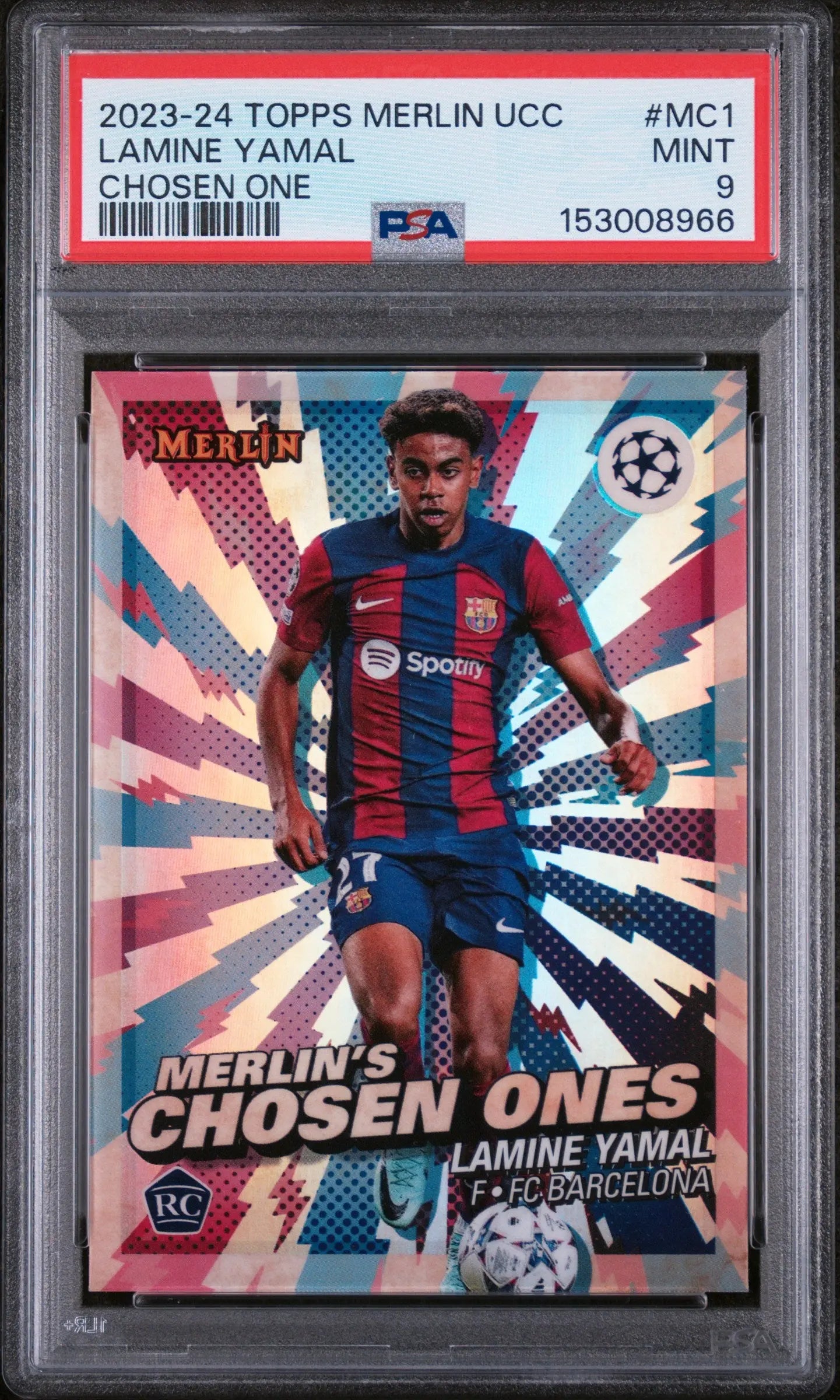 2023-24 Topps Merlin UCCs Merlin's Chosen Ones Rookie Lamine Yamal RC PSA 9 