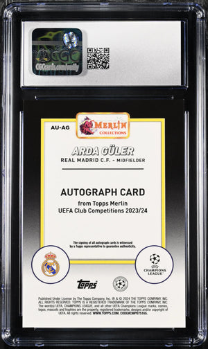 2023-24 Topps Merlin UEFA CC Arda Guler Mojo Refractor /99 Auto Autograph CGC 10 