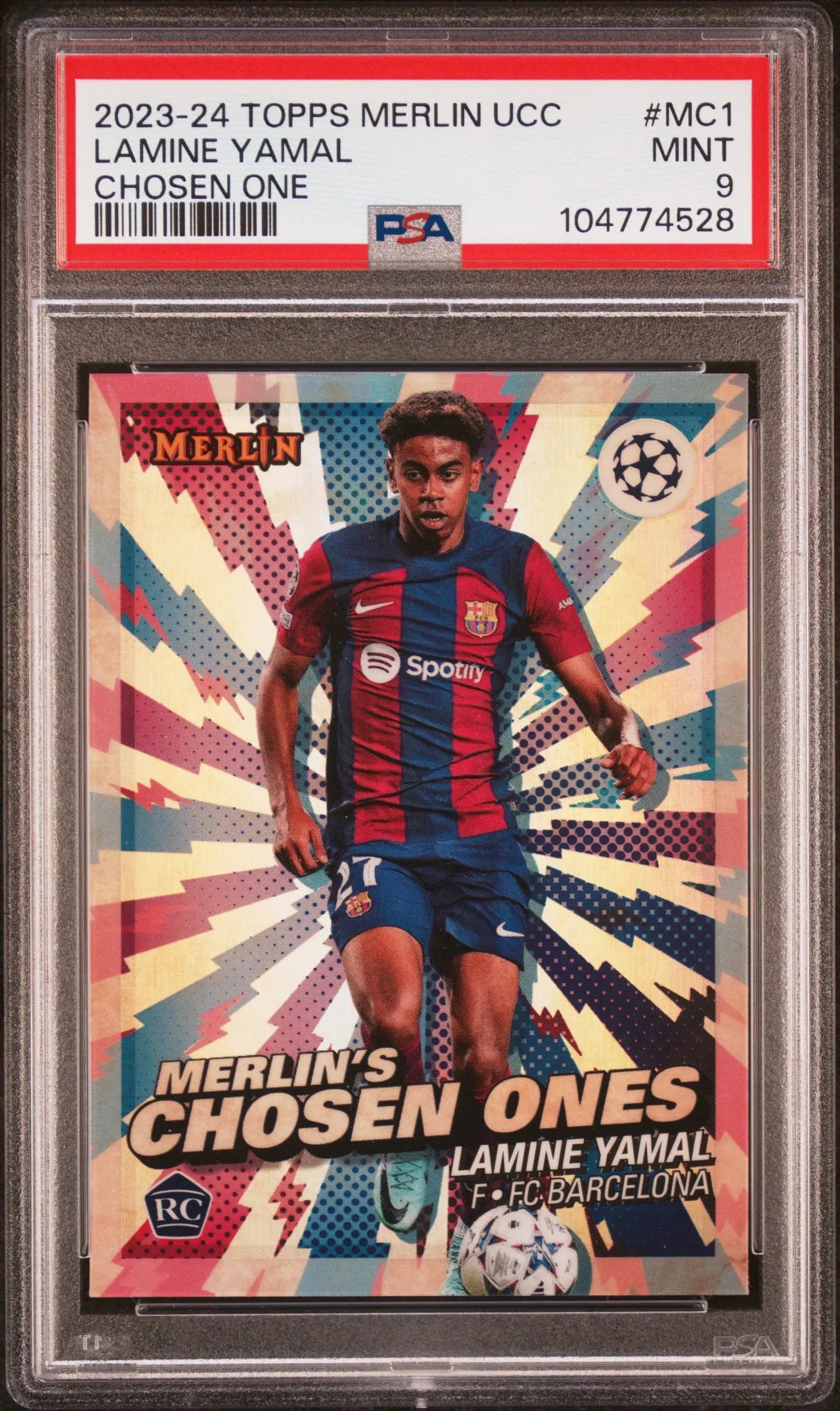 2023-24 Topps Merlin UEFA CC Chosen Ones Rookie Lamine Yamal PSA 9 