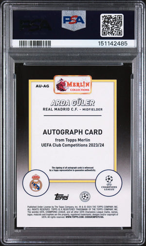 2023-24 Topps Merlin UEFA Club Competitions Autographs Arda Guler Mojo /99 PSA 9 