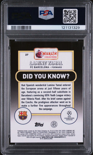 2023-24 Topps Merlin UEFA Club Competitions Rookie Lamine Yamal RC PSA 9 