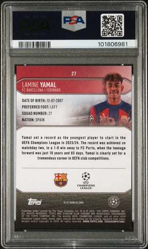 2023-24 Topps Stadium Club Chrome UCC Rookie Lamine Yamal Members Only RC PSA 10 