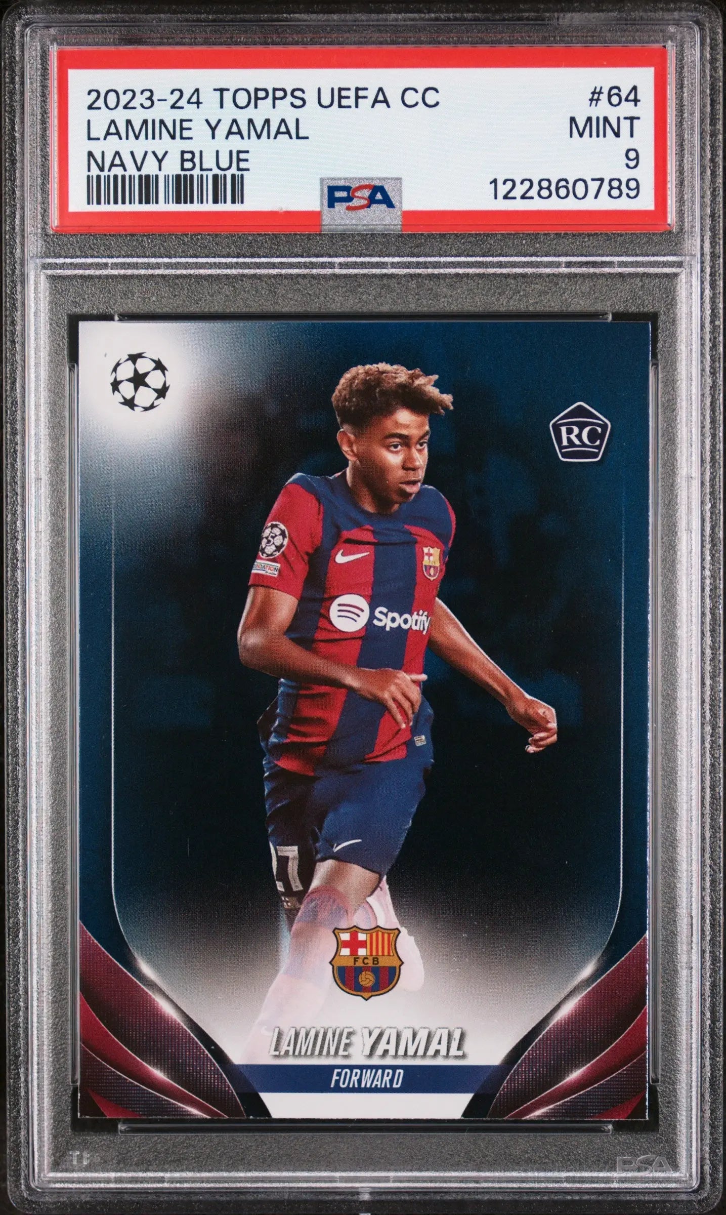 2023-24 Topps UEFA CC Navy Blue Rookie Lamine Yamal #64 /250 PSA 9 