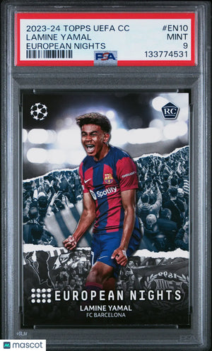 2023-24 Topps UEFA Club Competitions European Nights Lamine Yamal Rookie RC PSA 9 