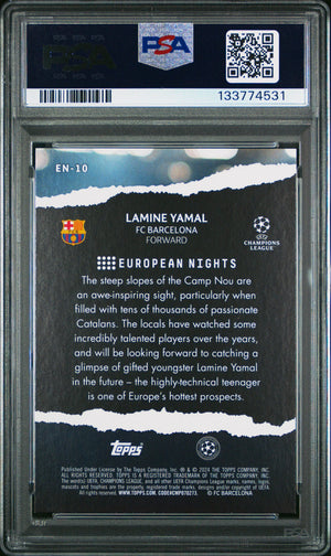 2023-24 Topps UEFA Club Competitions European Nights Lamine Yamal Rookie RC PSA 9 