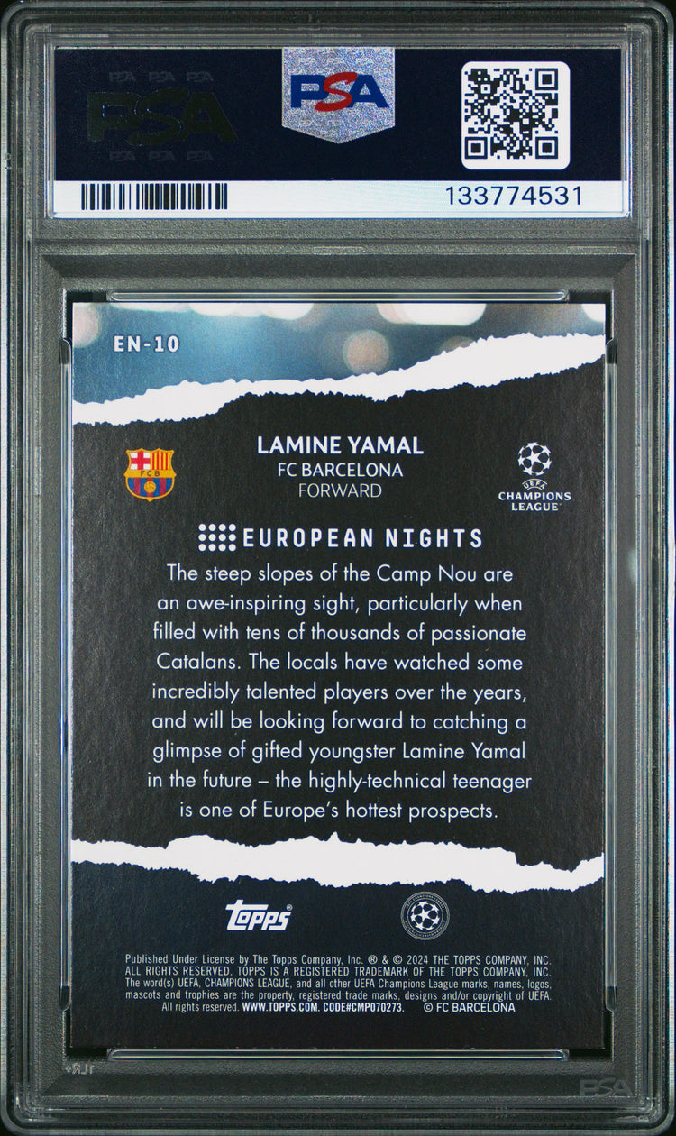 2023-24 Topps UEFA Club Competitions European Nights Lamine Yamal Rookie RC PSA 9 