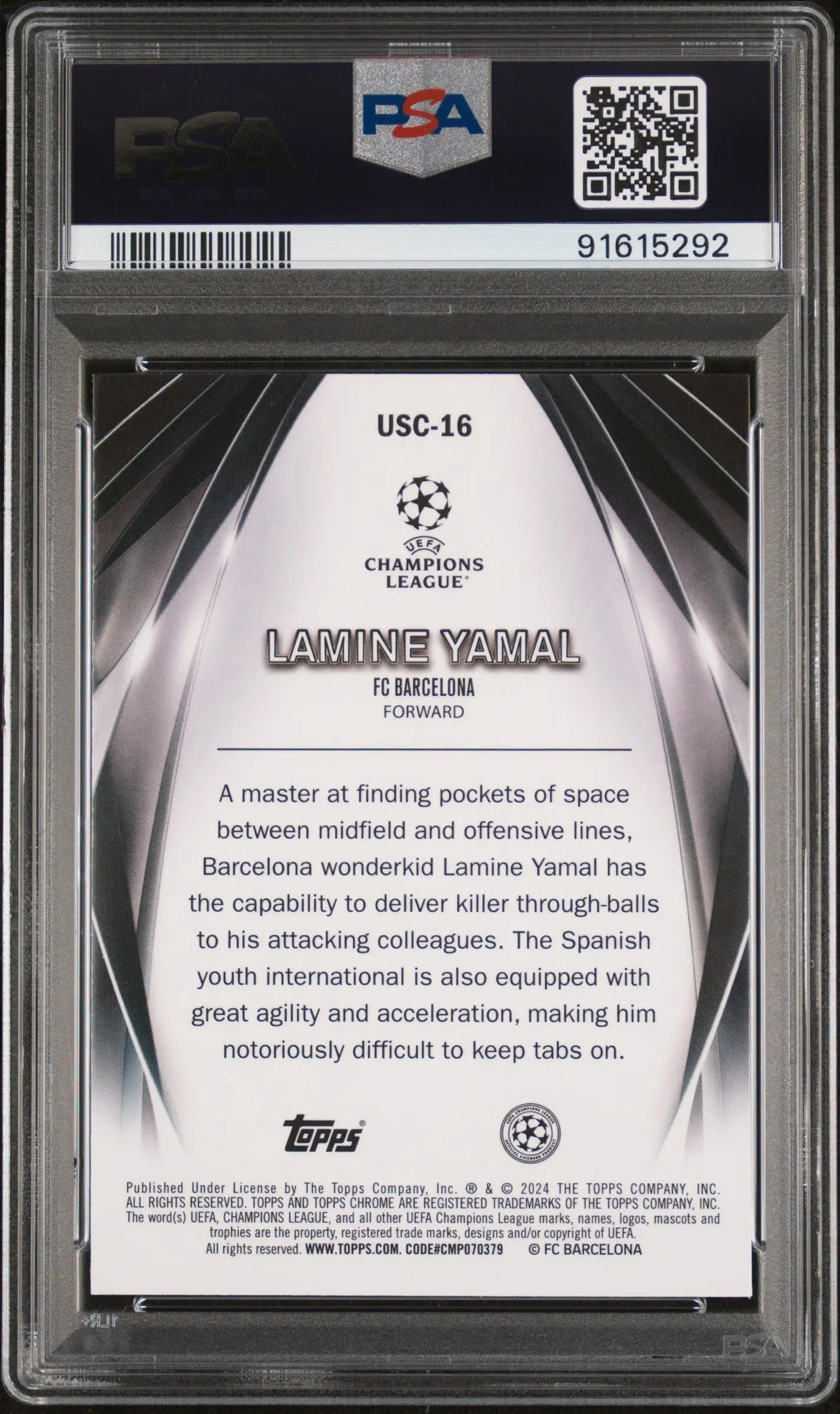 2023-24 Topps Uefa CC Ultimate Stage Chrome Rookie Lamine Yamal RC PSA 10 