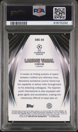 2023-24 Topps Uefa CC Ultimate Stage Chrome Rookie Lamine Yamal RC PSA 10 