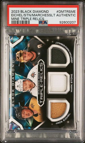 2023-24 UD Black Diamond Mine Triple Relics Eichel/Stone/Marchessault PSA Auth 