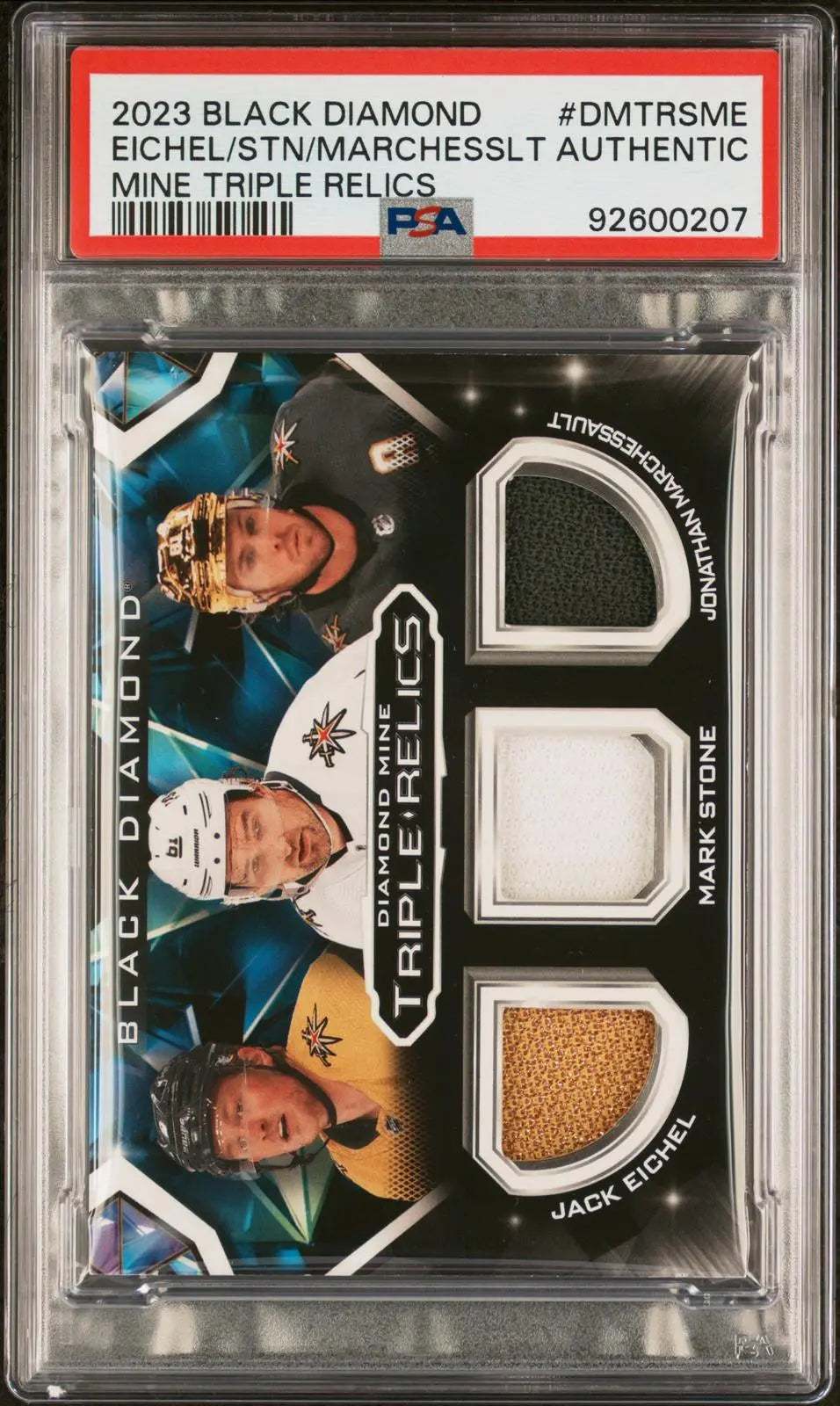 2023-24 UD Black Diamond Mine Triple Relics Eichel/Stone/Marchessault PSA Auth 