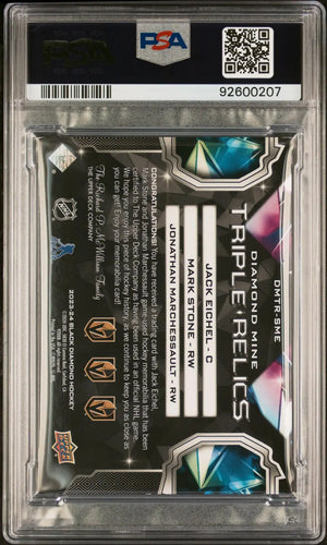 2023-24 UD Black Diamond Mine Triple Relics Eichel/Stone/Marchessault PSA Auth 