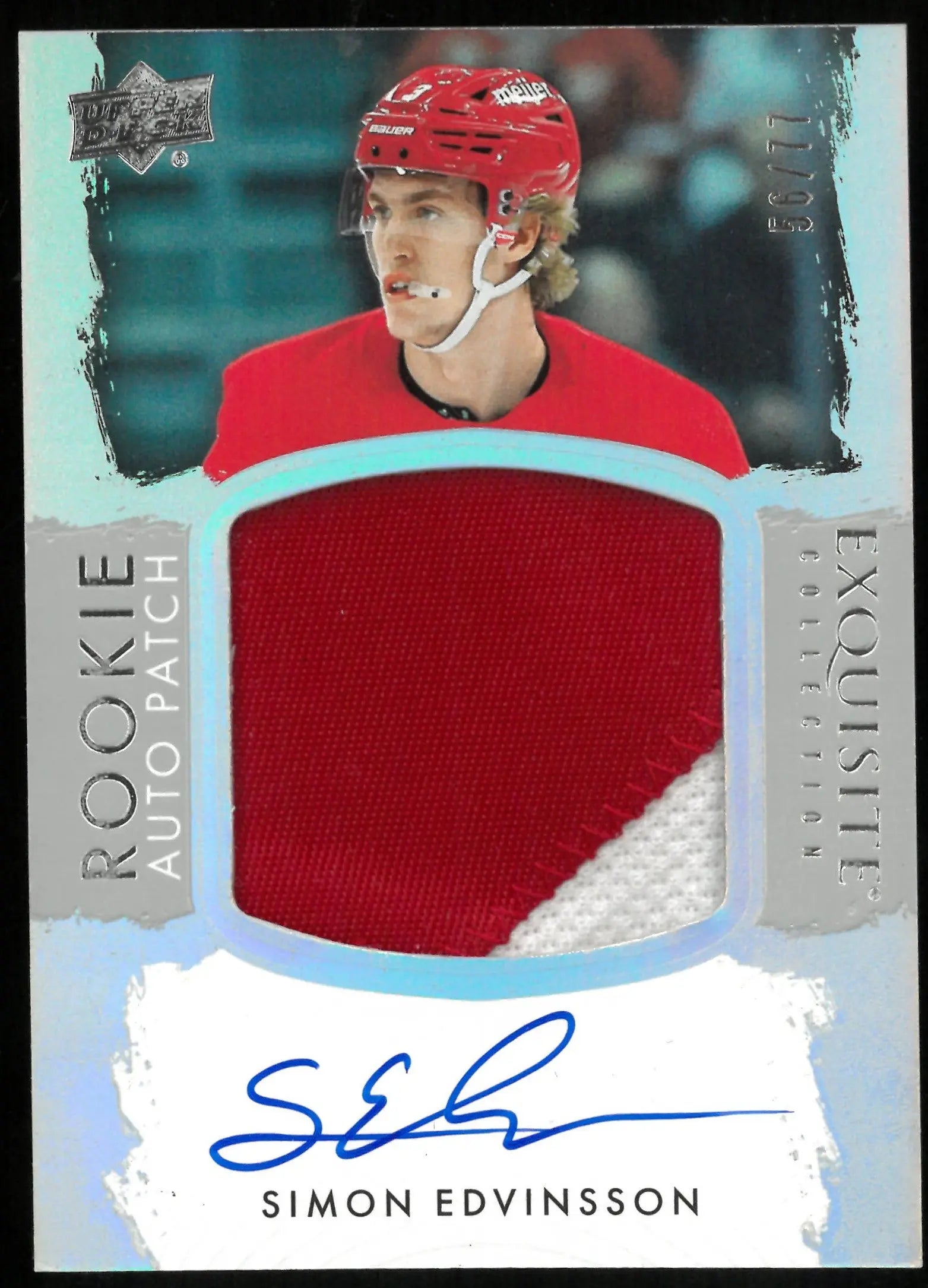 2023-24 UD Exquisite Collection Simon Edvinsson RC Rookie Patch Auto /77 