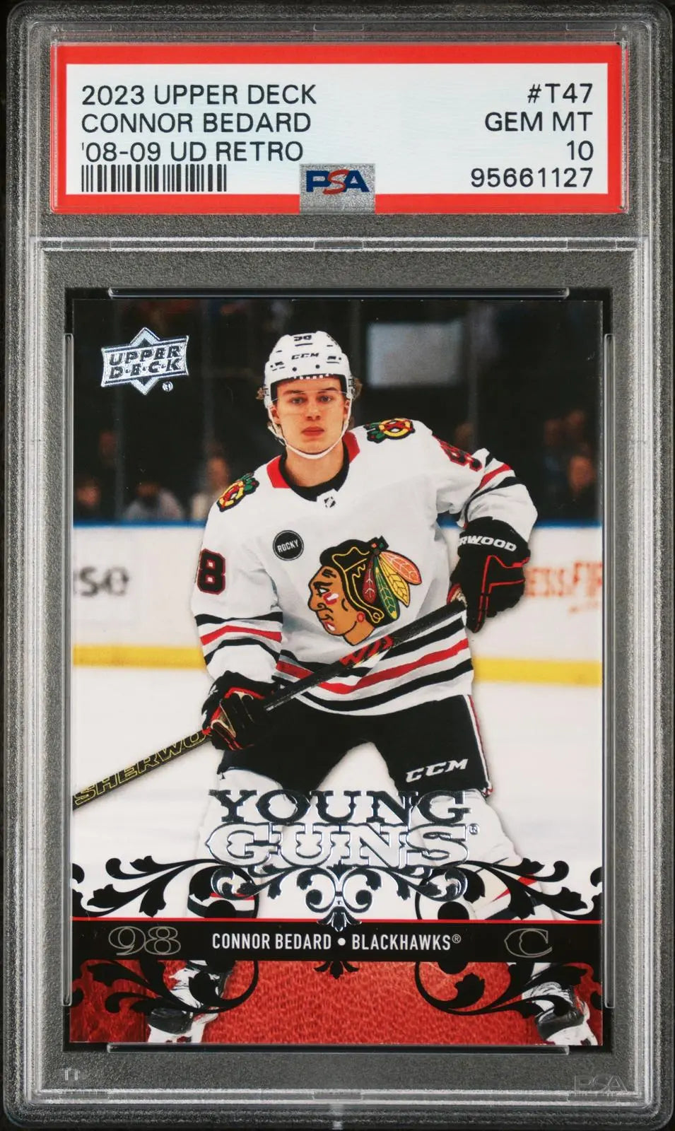 2023-24 UD Extended Series 08-09 UD Retro Rookie Young Guns Connor Bedard PSA 10 