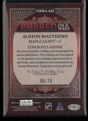 2023-24 UD O-Pee-Chee VIP Red Pack Wars Autograph Auston Matthews Auto /10 