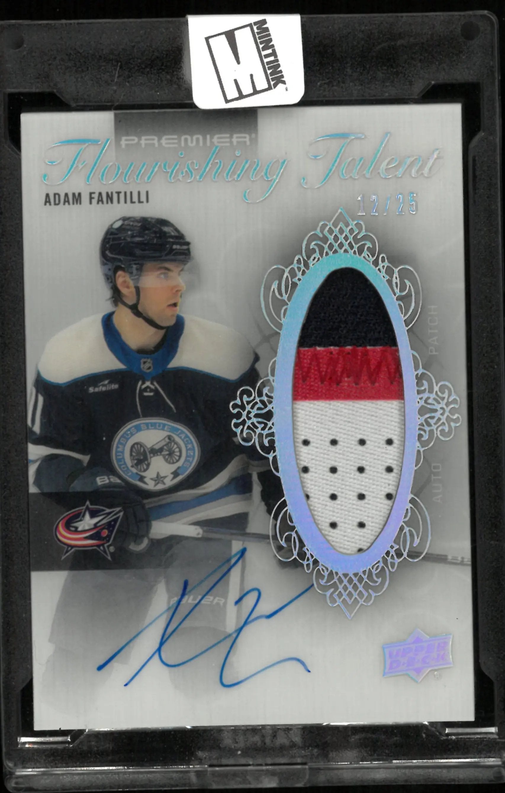 2023-24 UD Premier Adam Fantilli RC Rookie Patch Auto Flourishing Talent Auto /25 
