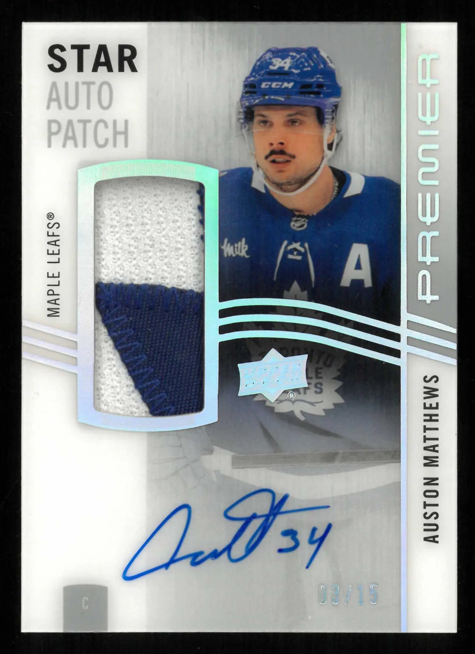 2023-24 UD Premier Hockey Star Auto Patch Auston Matthew Autograph /15 