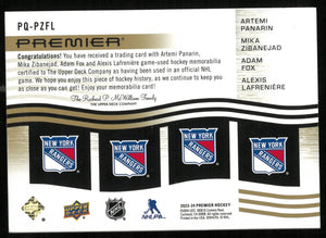 2023-24 UD Premier Panarin Zibanejad Fox Lafreniere Quad Patch /15 