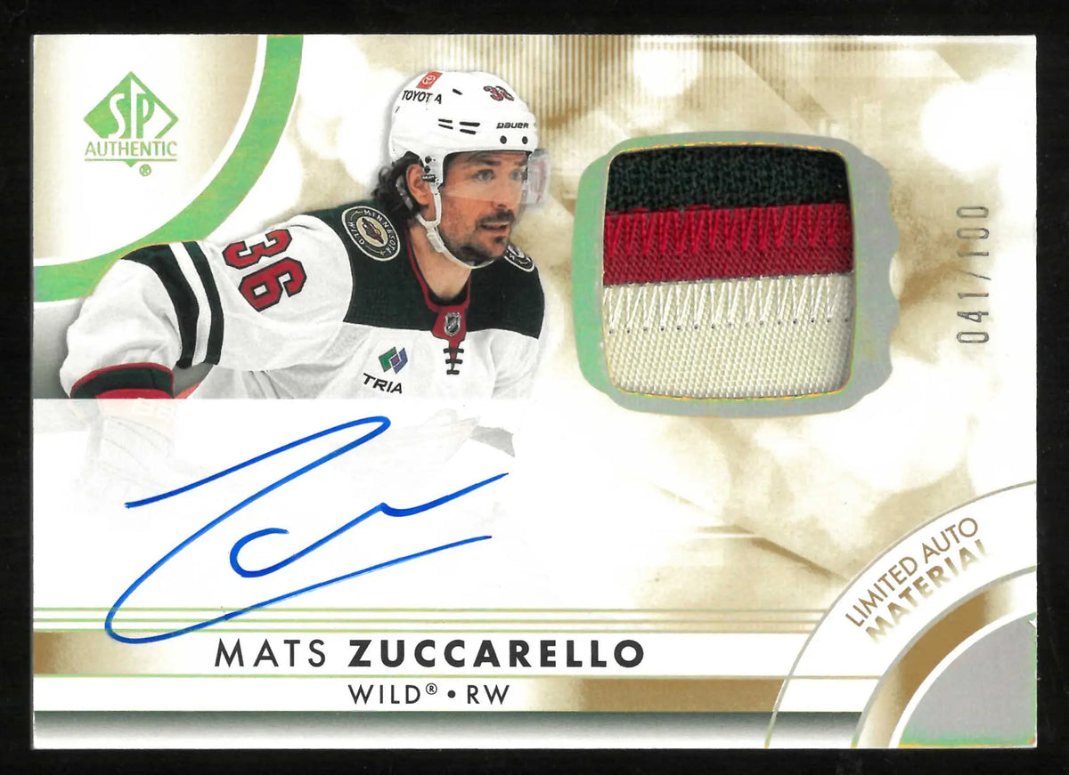 2023-24 UD SP Authentic Limited Auto Material Mats Zuccarello Autograph Patch /100 