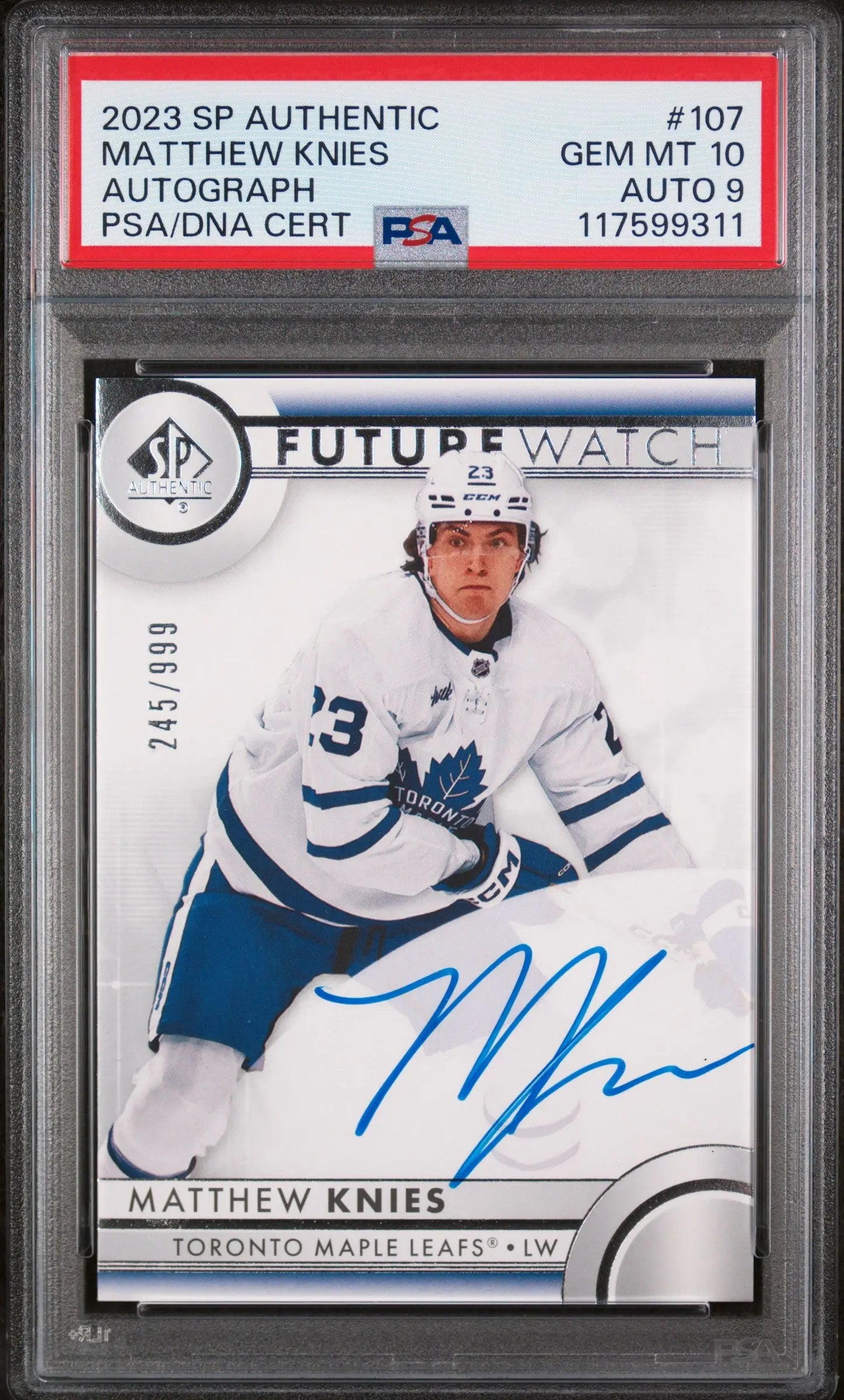 2023-24 UD SP Authentic Matthew Knies Future Watch RC Auto /999 PSA 10 