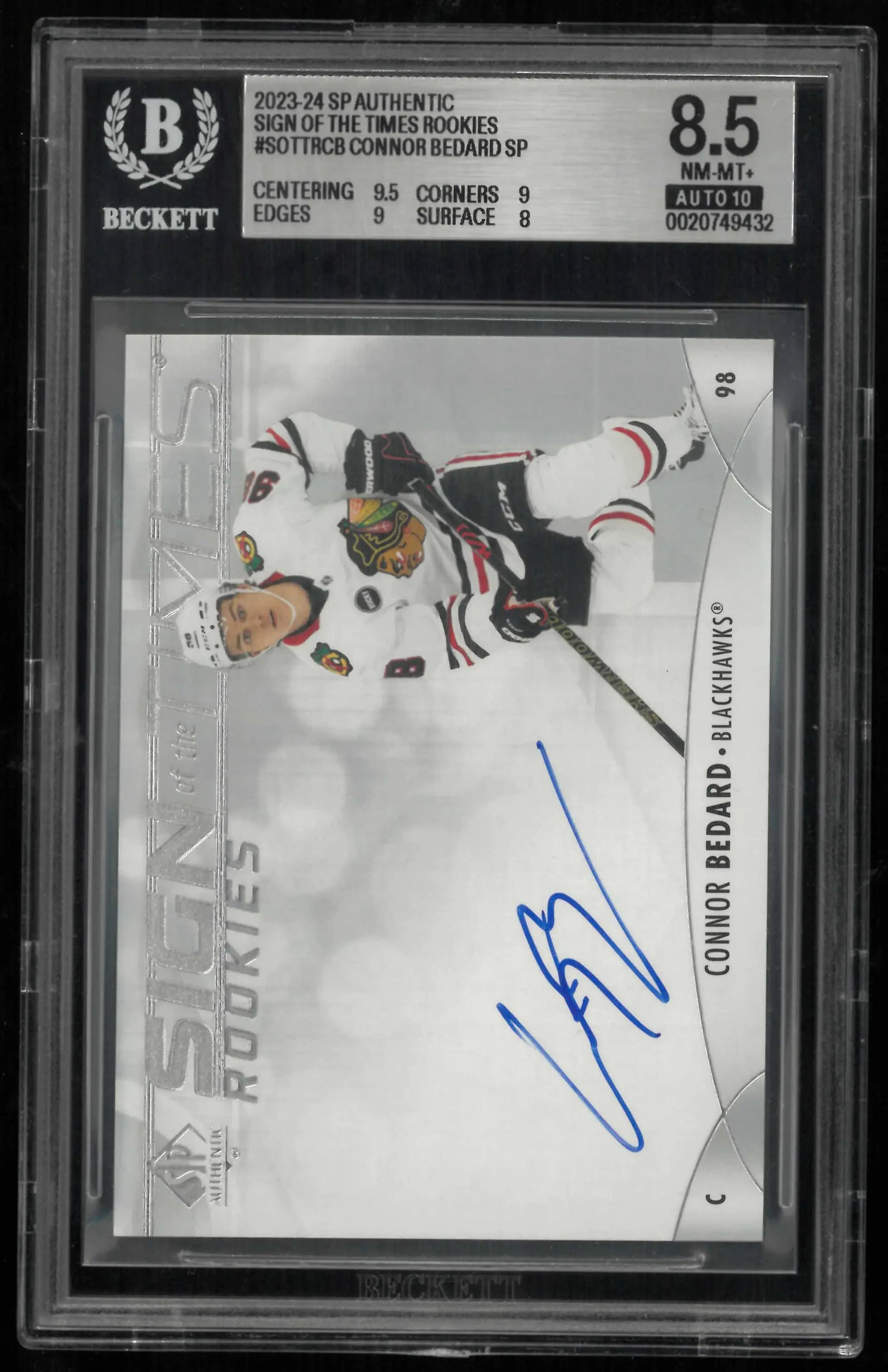 2023-24 UD SP Authentic Sign of the Times Rookies Auto Connor Bedard  BGS 8.5 