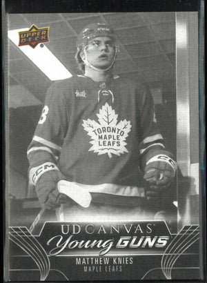 2023-24 UD Series 1 Canvas Young Guns Rookies Matthew Knies RC Black & White 