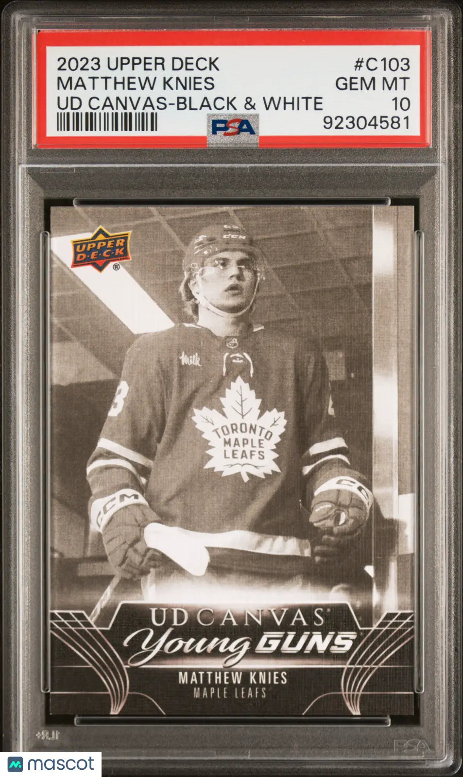 2023-24 UD Series 1 UD Canvas Young Guns Black & White Matthew Knies PSA 10 