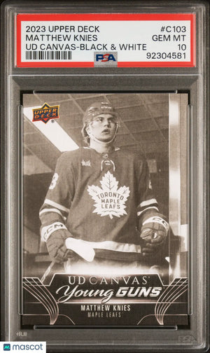 2023-24 UD Series 1 UD Canvas Young Guns Black & White Matthew Knies PSA 10 