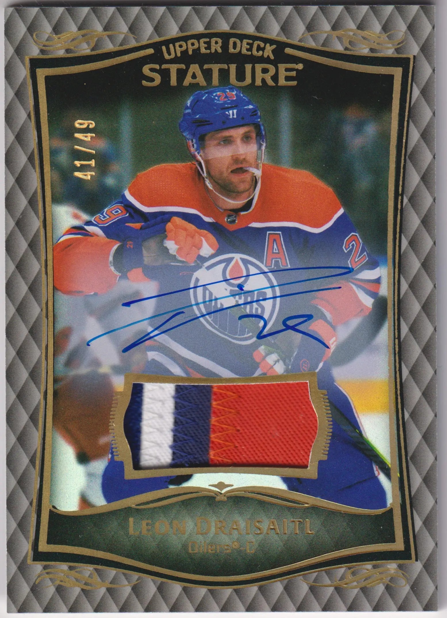 2023-24 UD Stature Autograph Patch Leon Draisaitl Auto /49 