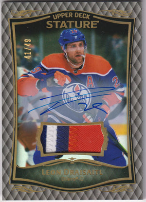2023-24 UD Stature Autograph Patch Leon Draisaitl Auto /49 