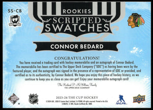 2023-24 UD The Cup Hockey Connor Bedard RC Scripted Swatches Auto /35 