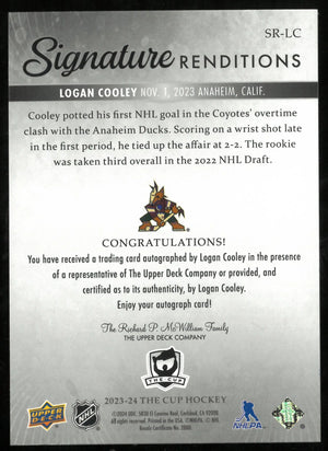 2023-24 UD The Cup Logan Cooley RC Rookie Auto Renditions 