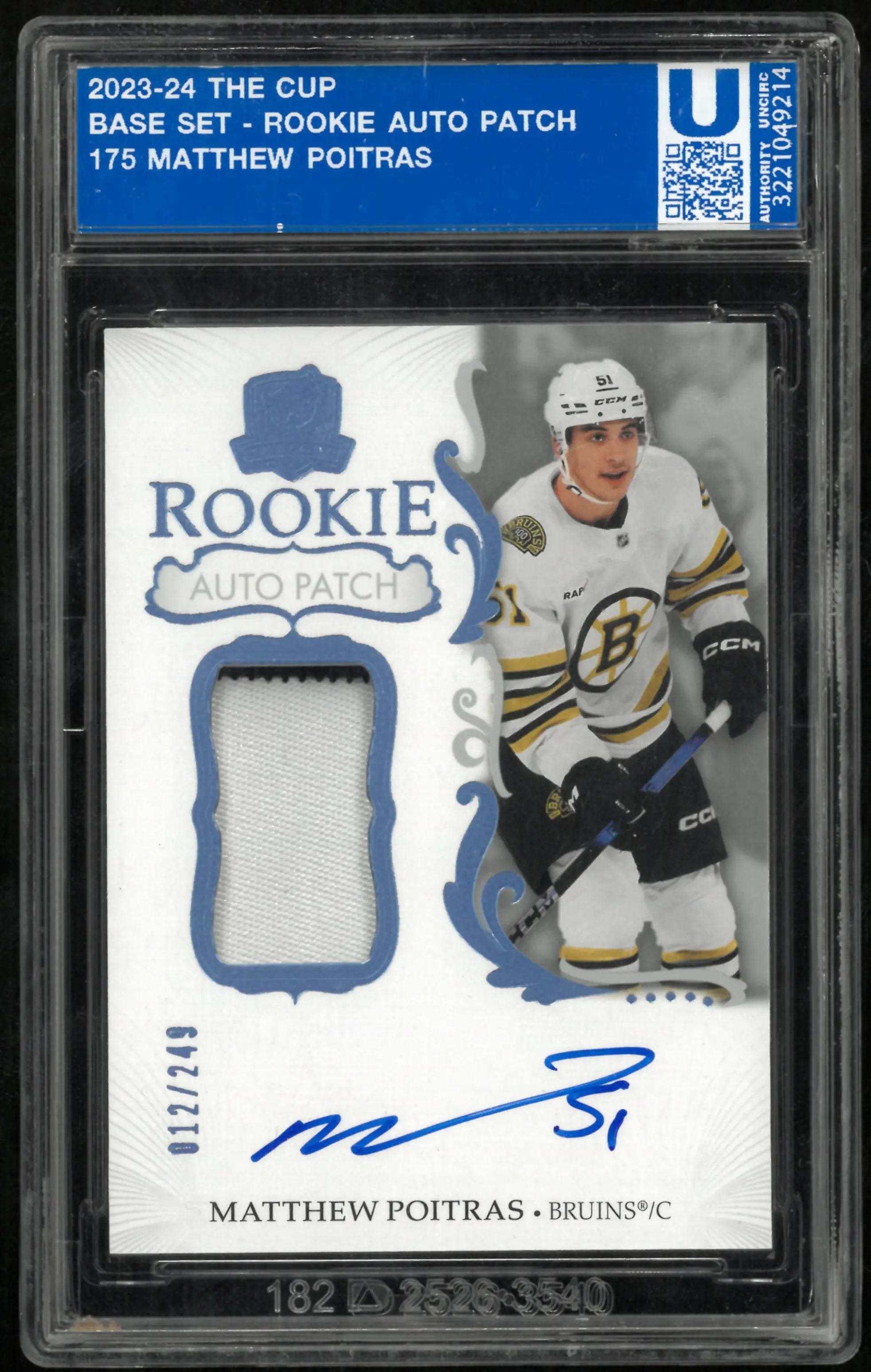2023-24 UD The Cup Rookie Patch Auto Matthew Poitras /249 