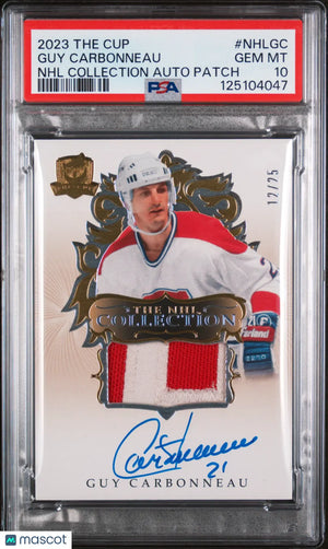 2023-24 UD The Cup The NHL Col. Autograph Auto Patch Guy Carbonneau  /25 PSA 10 