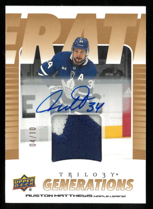 2023-24 UD Trilogy Auston Matthews Generations Patch Auto /10 