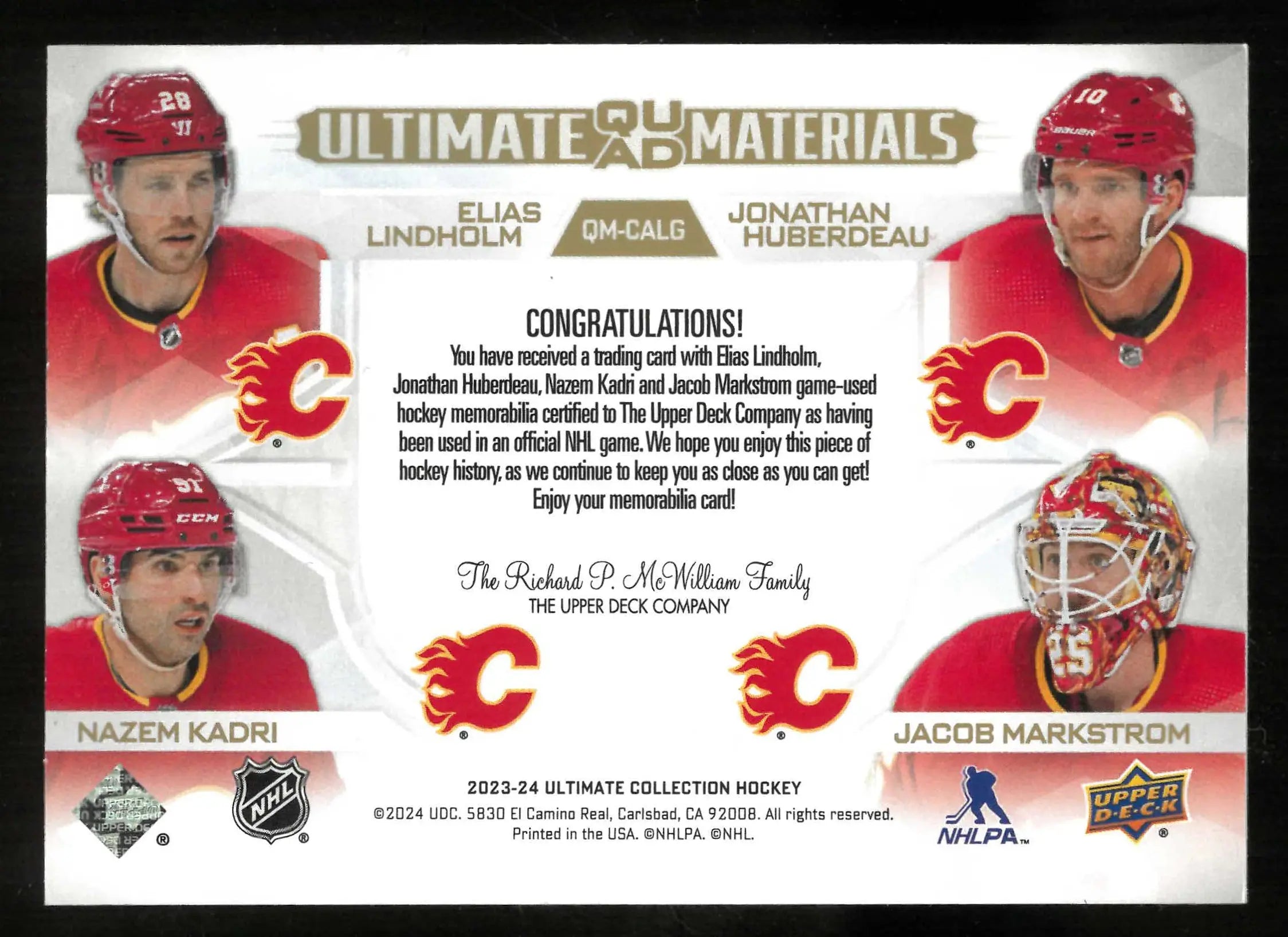 2023-24 UD UC Ultimate Materials Gold Patch Larkin DeBrincat Raymond Seider /49 