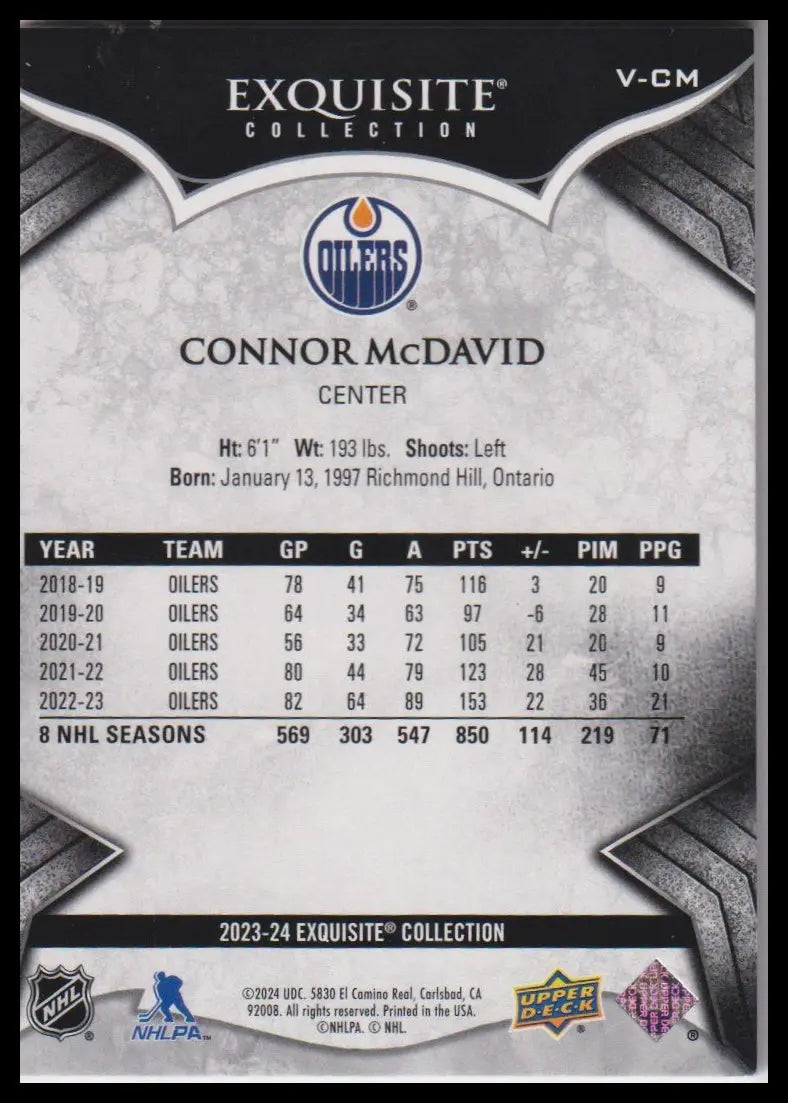2023-24 Upper Deck Black Diamond Connor McDavid Exquisite Collection Gold #/99 
