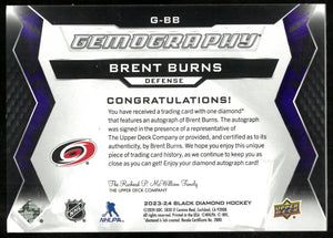 2023-24 Upper Deck Black Diamond Purple Gemography Brent Burns /10 