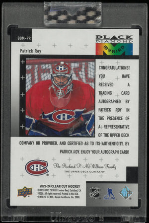 2023-24 Upper Deck Clear Cut Black Diamond Myriad Patrick Roy Autograph Auto /25 