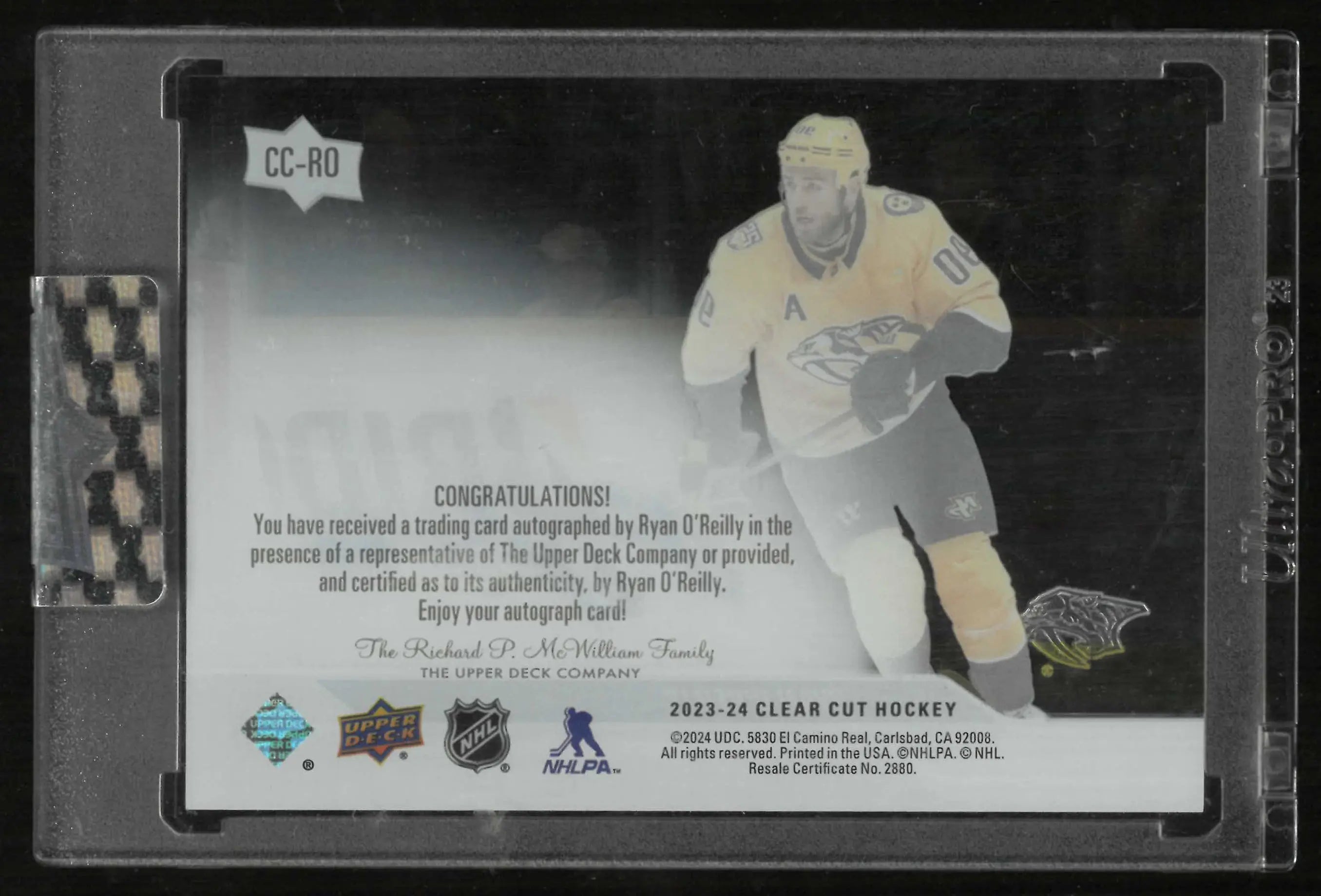 2023-24 Upper Deck Clear Cut Hockey Autograph Ryan O'Reilly Auto 